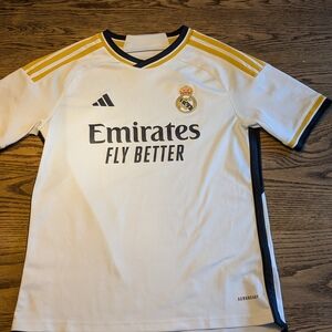 Adidas Kids Real Madrid White and Gold Soccer Jersey